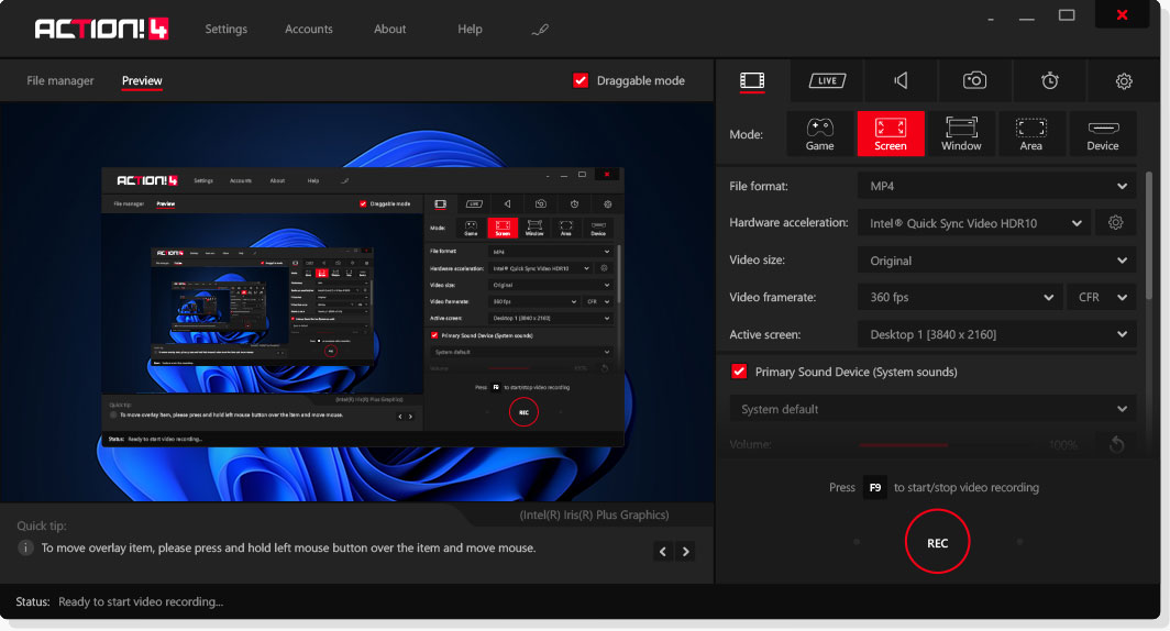 Mirillis Action 4.39.1 Crackeado With Activation Key Baixar Screenshot